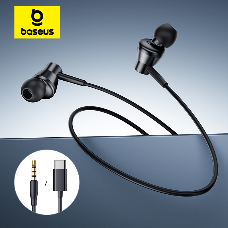 Type C Wired Earphones With Mic - Baseus Encok CZ11/HZ11 bedrade oortelefoon Type-C/3,5