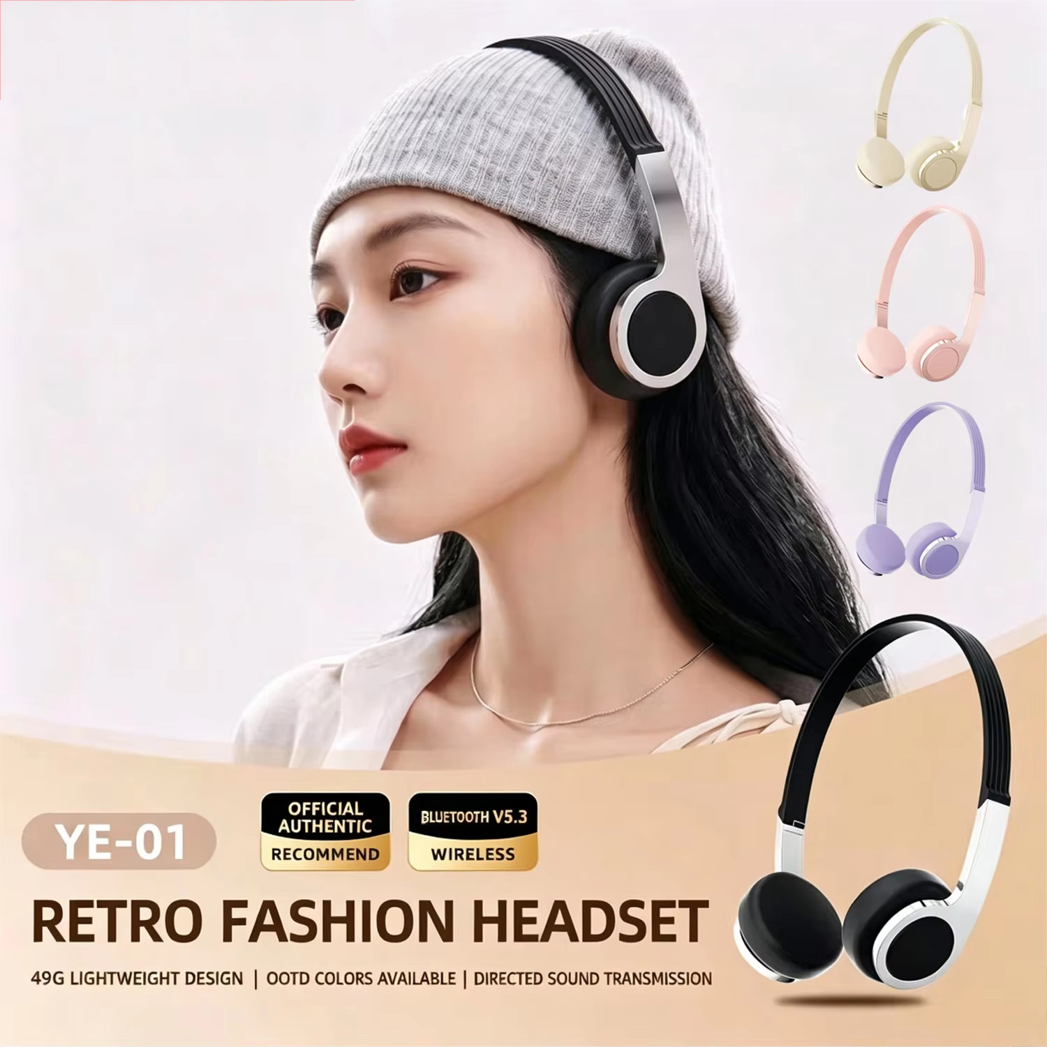 Anc Wireless Over Ear Headphones - Nieuwe retro compacte over-ear Bluetooth-hoofdtelefoon, perfect