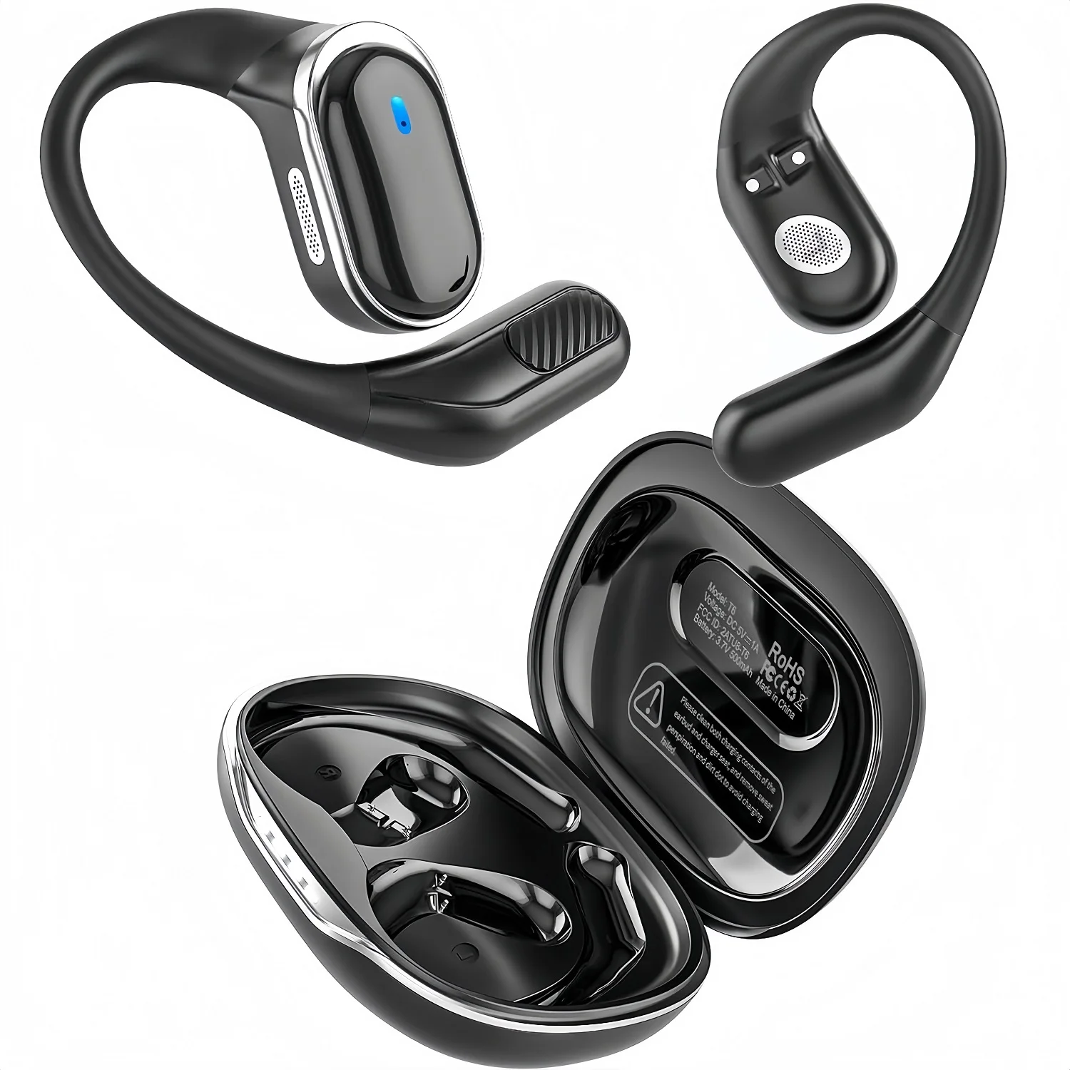Open Ear Air Conduction Headphones - Bluetooth-oordopjes Draadloze hoofdtelefoon met microfoon Luchtgeleiding
