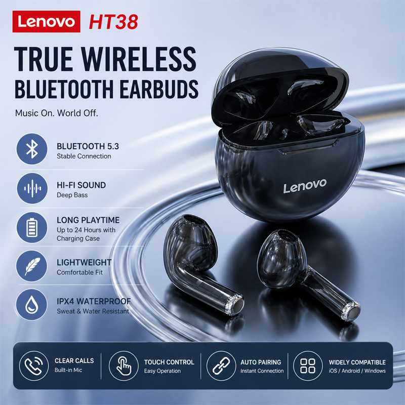 Nieuwe Lenovo HT38 Draadloze H - Tws Earbuds Bluetooth 5.3 recensie en prijs