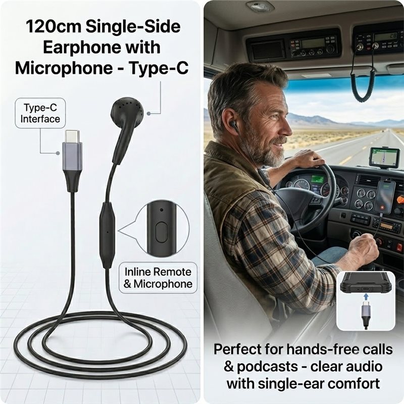 DT75BG Type C Single Earbud me - Type C Wired Earphones With Mic recensie en prijs